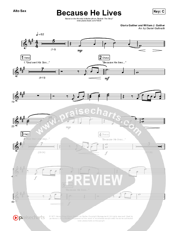 Because He Lives Alto Sax (The Worship Initiative / John Marc Kohl)