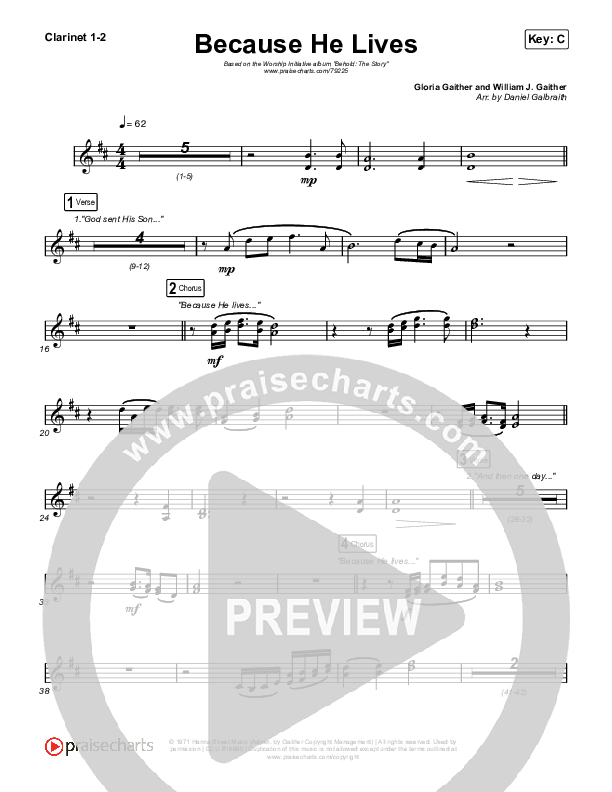 Because He Lives Clarinet 1/2 (The Worship Initiative / John Marc Kohl)