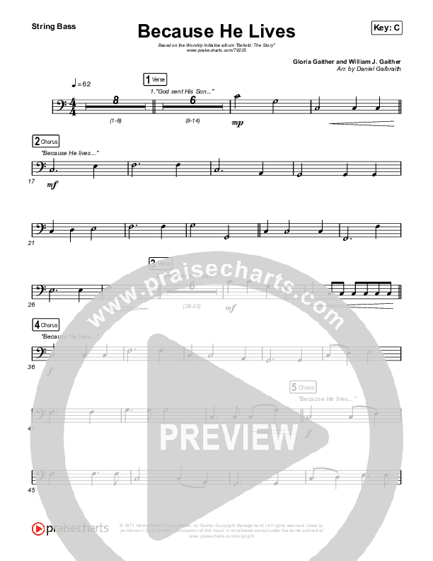 Because He Lives Double Bass (The Worship Initiative / John Marc Kohl)