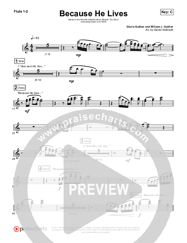 Because He Lives Flute 1/2 (The Worship Initiative / John Marc Kohl)