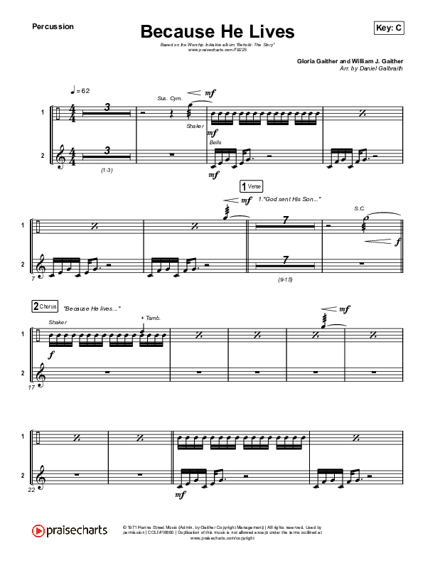 Because He Lives Percussion (The Worship Initiative / John Marc Kohl)
