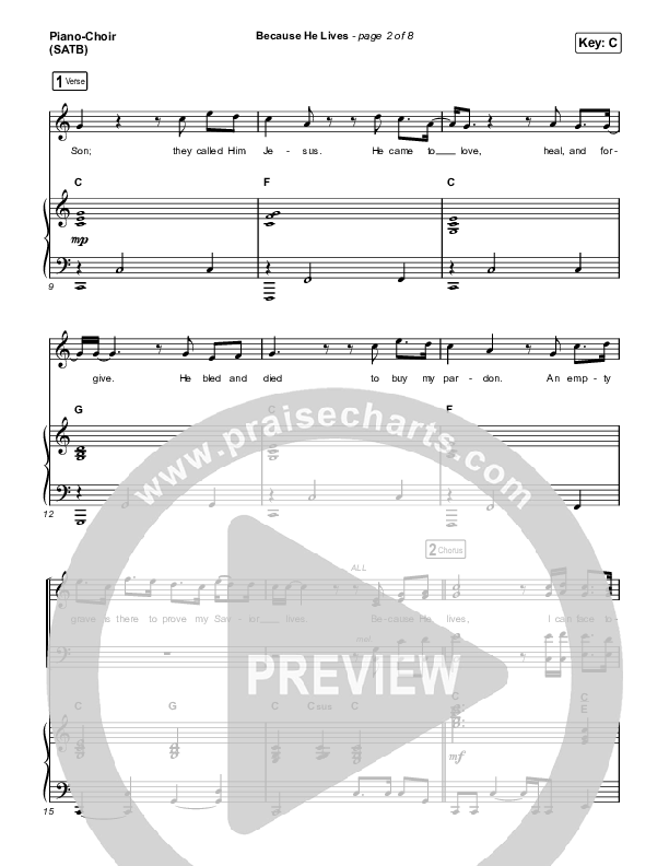 Because He Lives Piano/Vocal (SATB) (The Worship Initiative / John Marc Kohl)