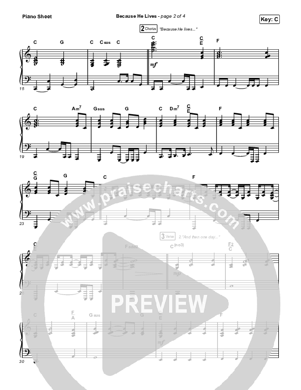Because He Lives Piano Sheet (The Worship Initiative / John Marc Kohl)