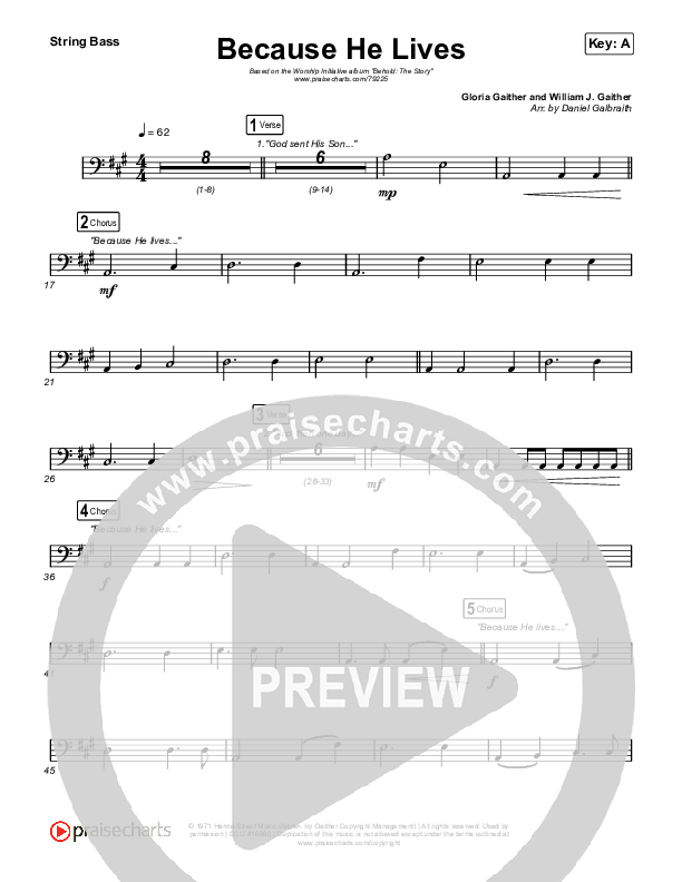 Because He Lives String Bass (The Worship Initiative / John Marc Kohl)