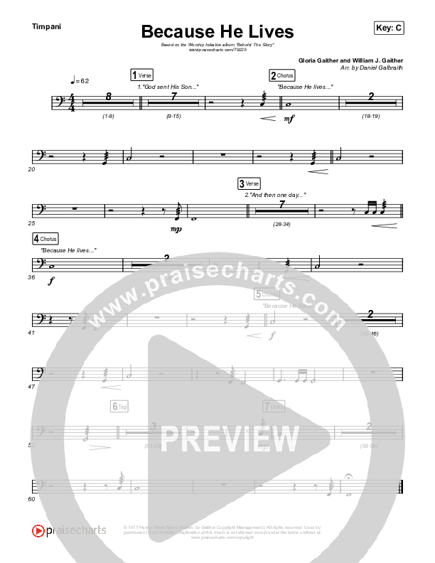 Because He Lives Timpani (The Worship Initiative / John Marc Kohl)