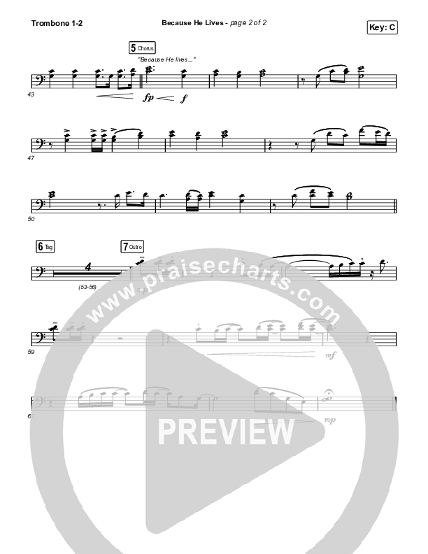 Because He Lives Trombone 1/2 (The Worship Initiative / John Marc Kohl)