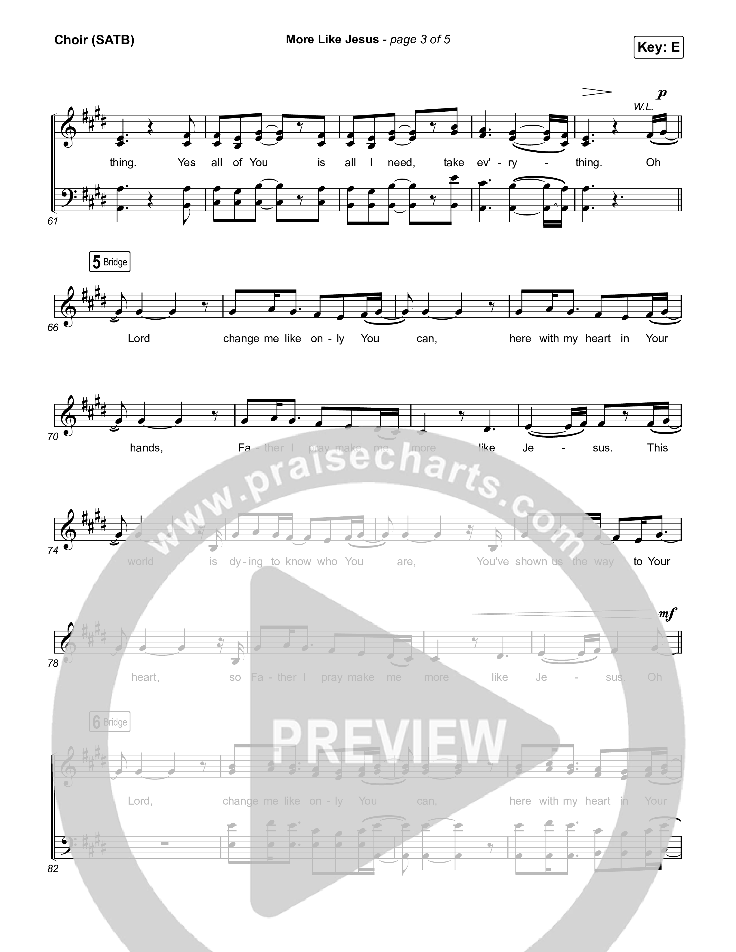 More Like Jesus Choir Sheet (SATB) (The Worship Initiative / Davy Flowers)