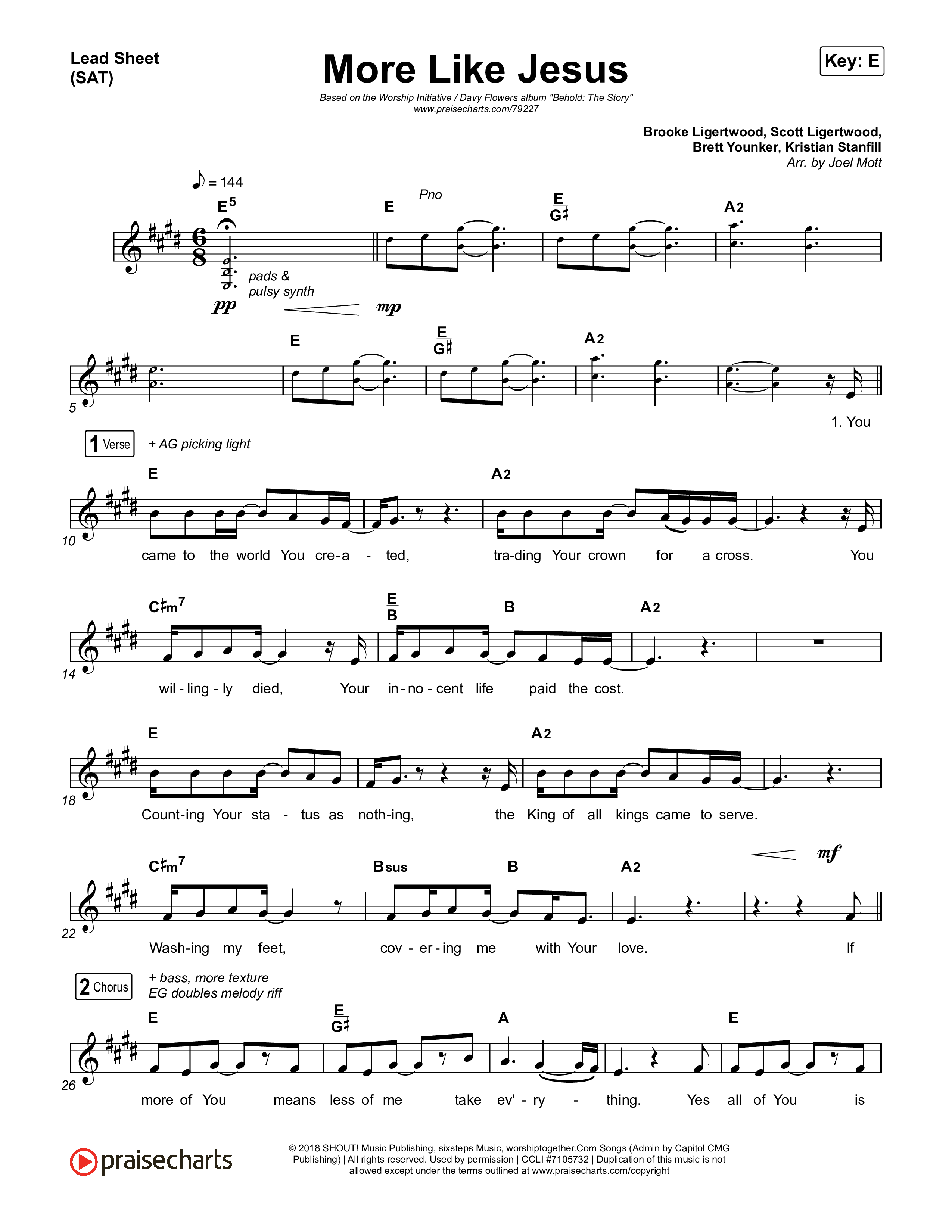 More Like Jesus Lead Sheet (SAT) (The Worship Initiative / Davy Flowers)