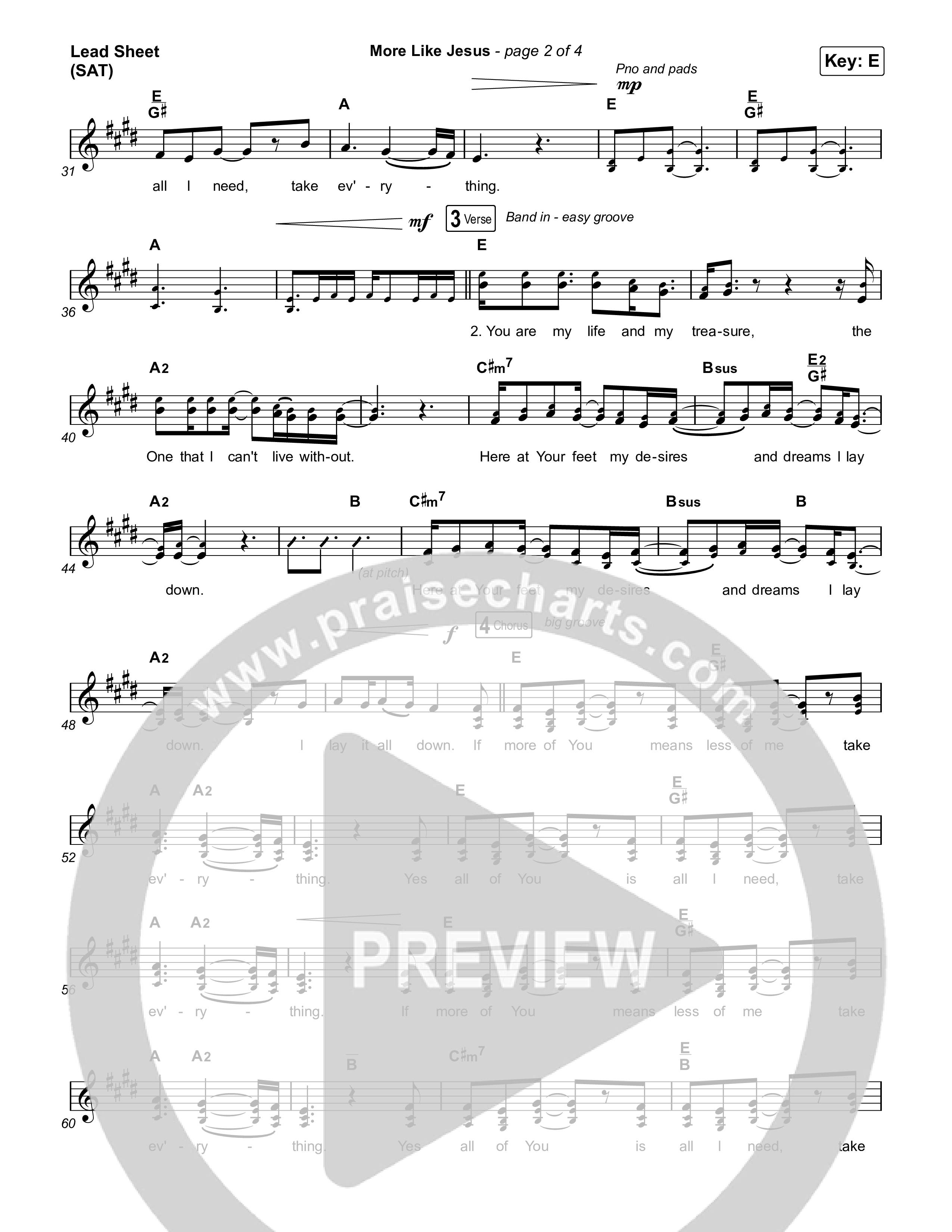 More Like Jesus Lead Sheet (SAT) (The Worship Initiative / Davy Flowers)