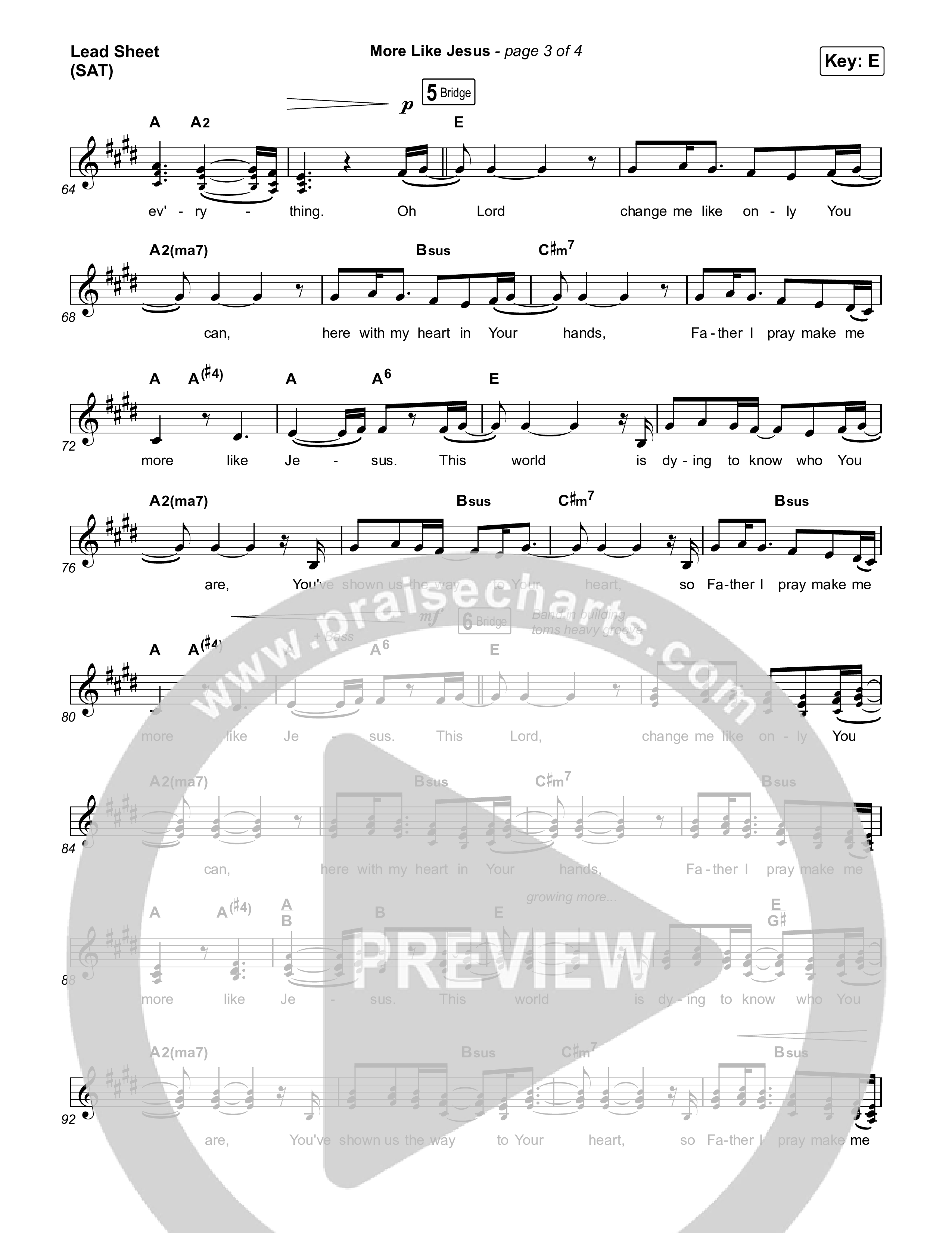 More Like Jesus Lead Sheet (SAT) (The Worship Initiative / Davy Flowers)