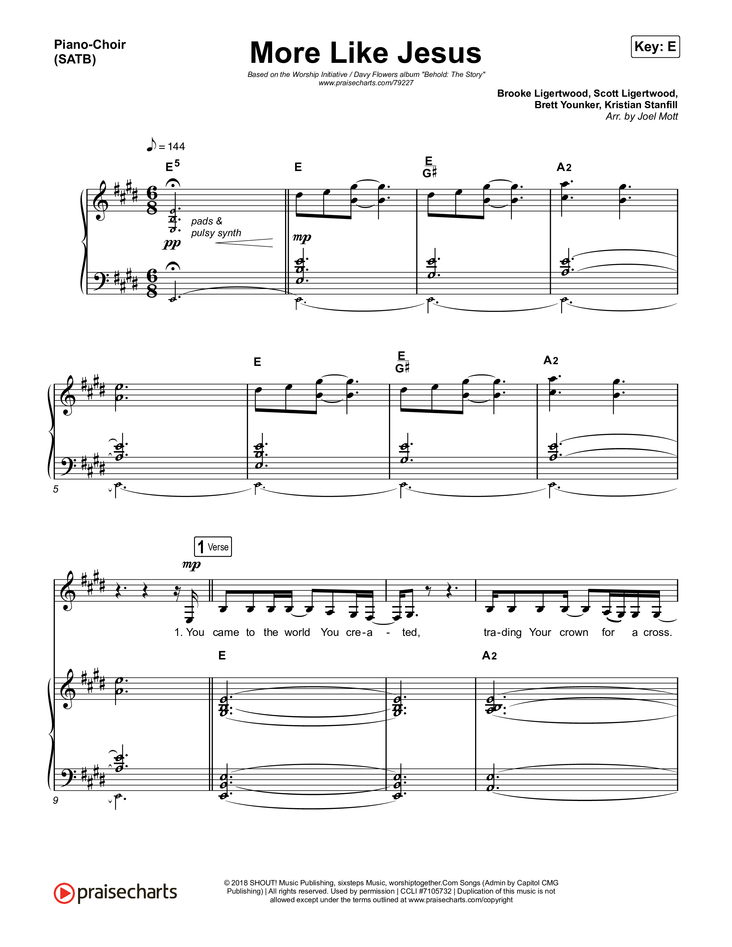 More Like Jesus Piano/Vocal (SATB) (The Worship Initiative / Davy Flowers)