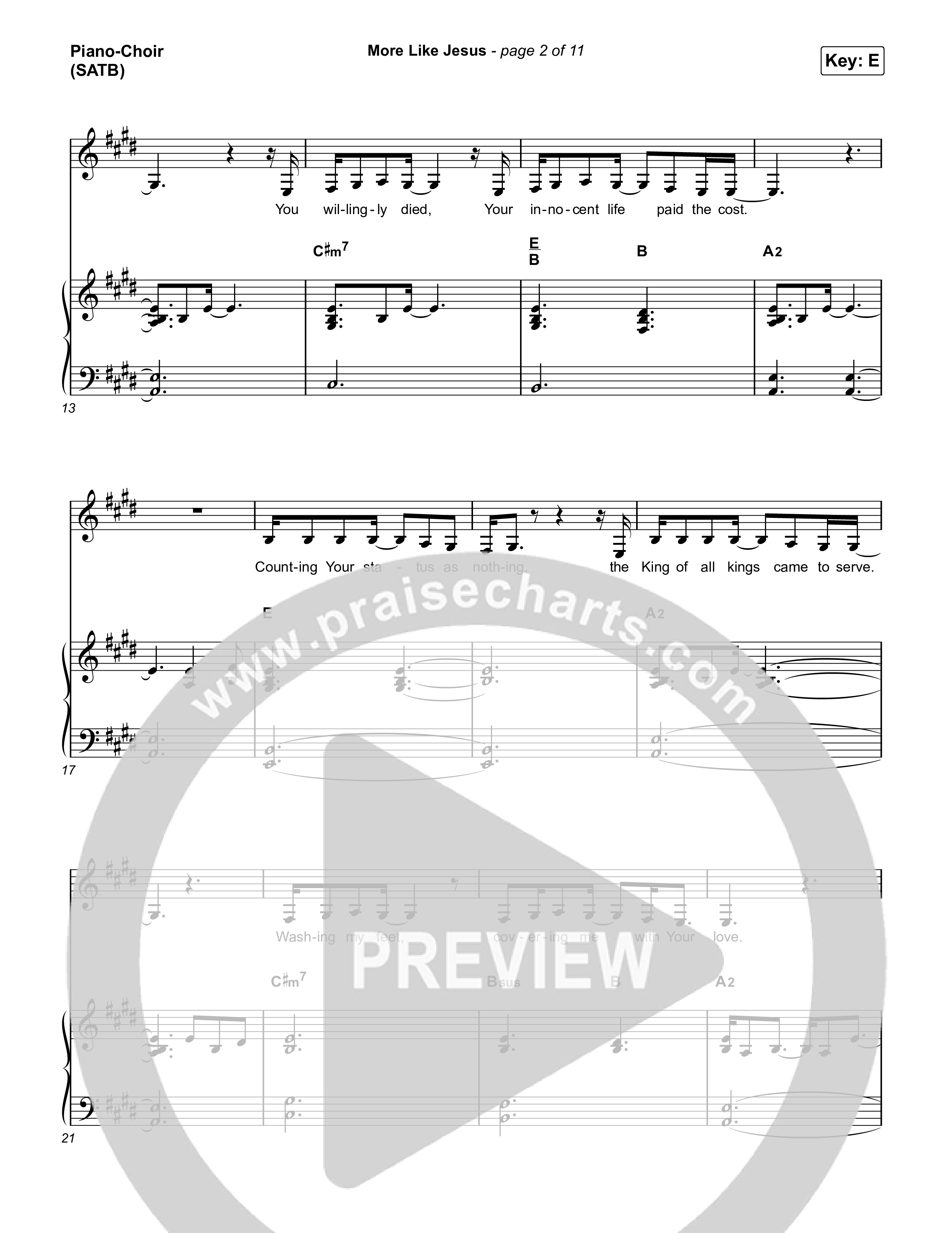 More Like Jesus Piano/Vocal (SATB) (The Worship Initiative / Davy Flowers)
