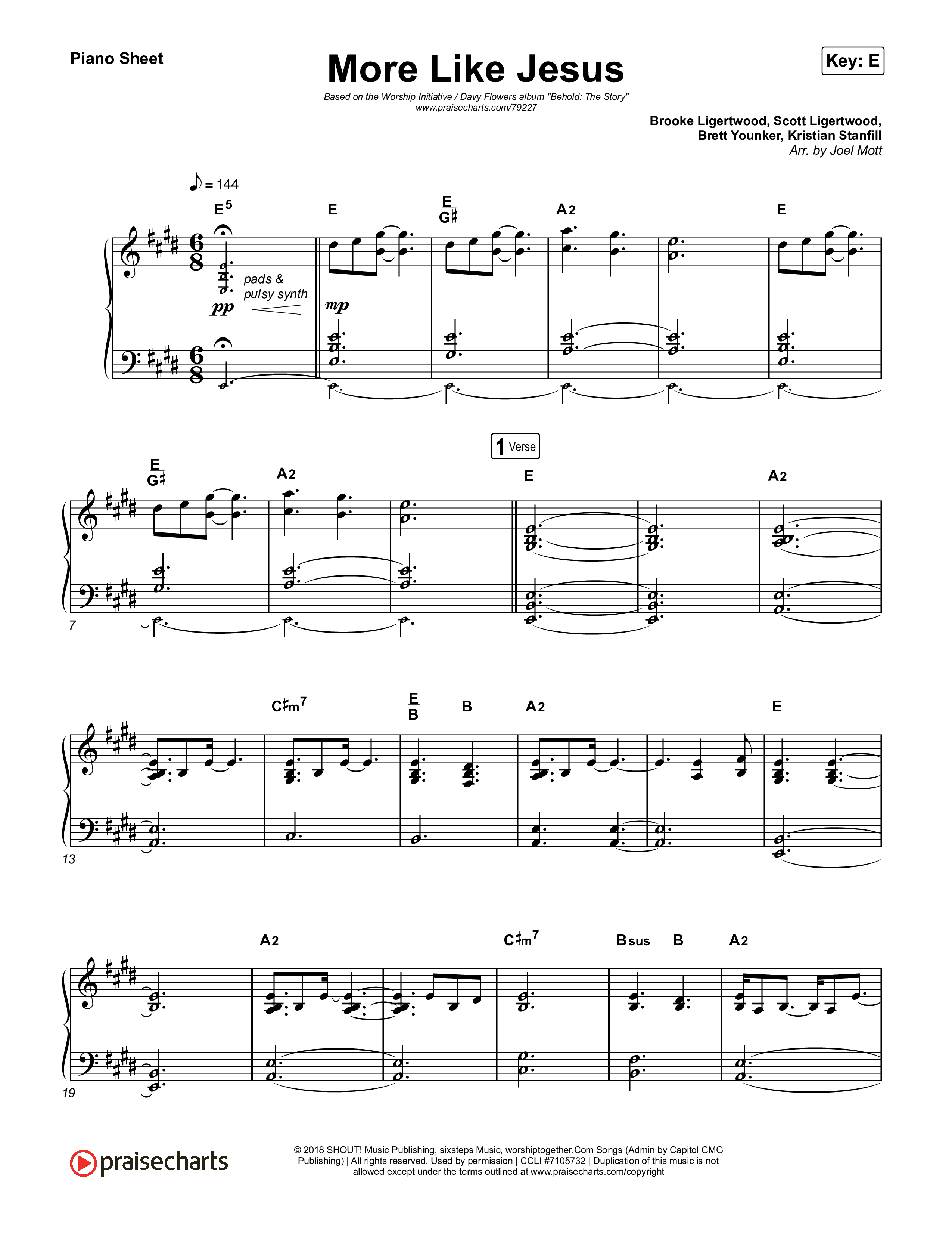 More Like Jesus Piano Sheet (The Worship Initiative / Davy Flowers)