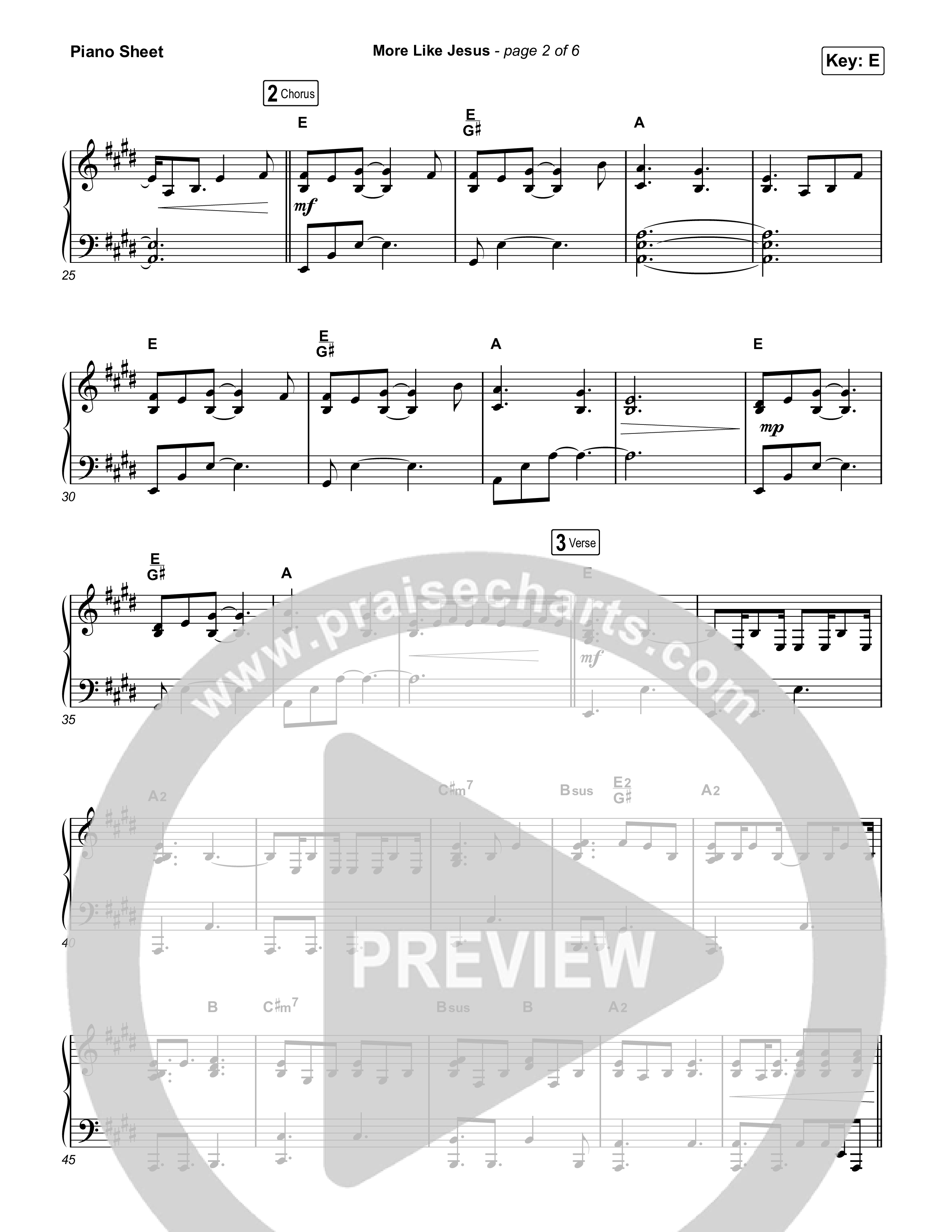 More Like Jesus Piano Sheet (The Worship Initiative / Davy Flowers)