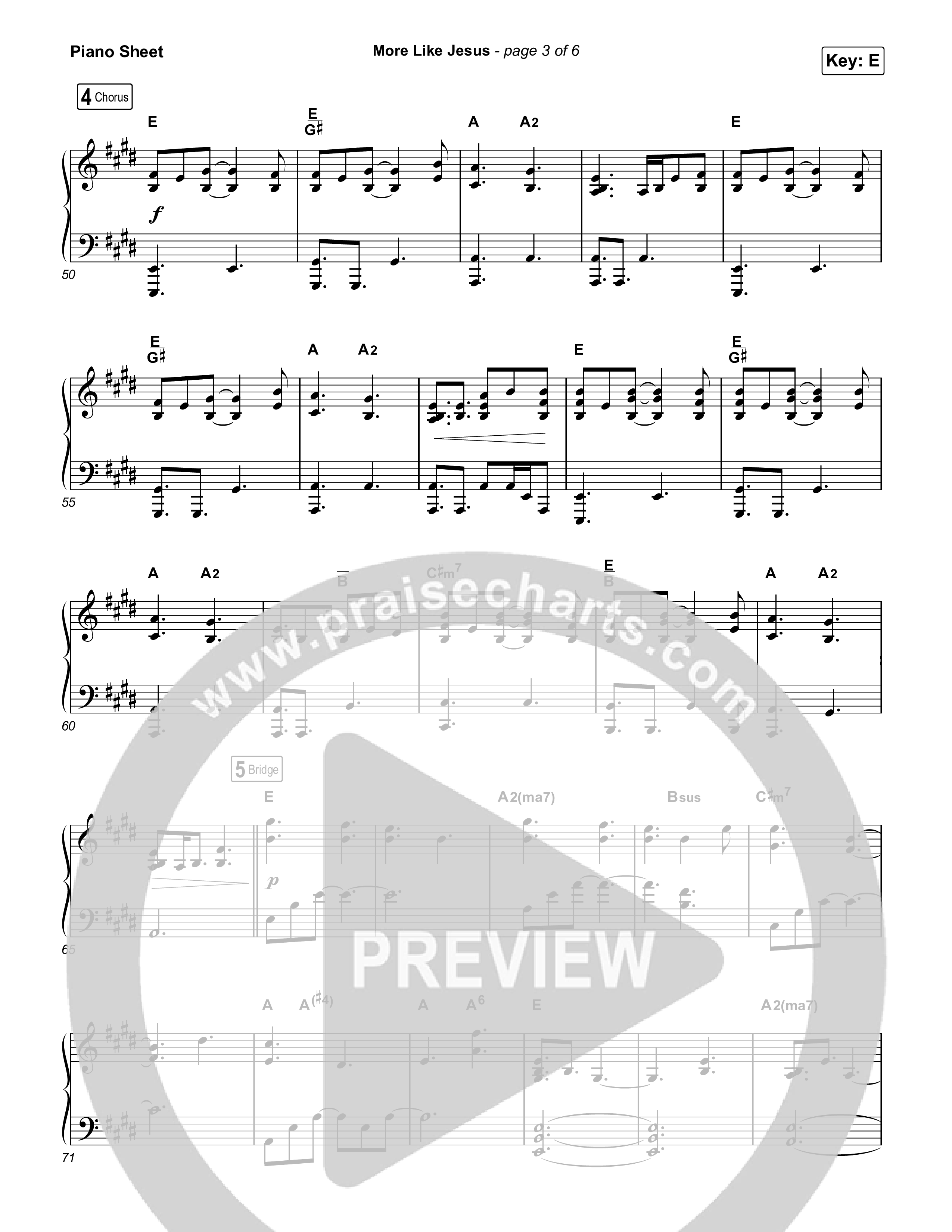 More Like Jesus Piano Sheet (The Worship Initiative / Davy Flowers)