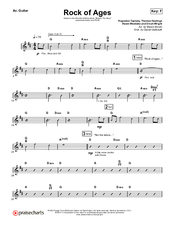 Rock Of Ages Acoustic Guitar (The Worship Initiative / Dinah Wright / Grace Tanner)