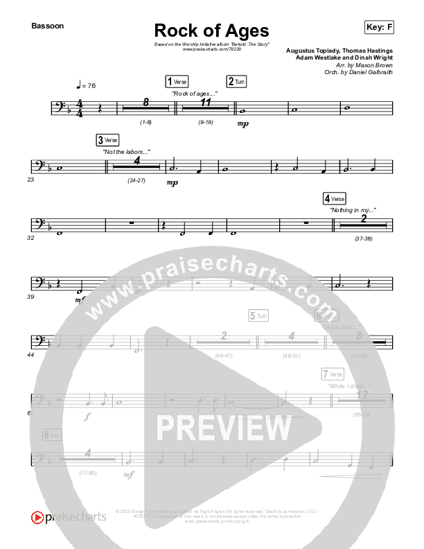 Rock Of Ages Bassoon (The Worship Initiative / Dinah Wright / Grace Tanner)