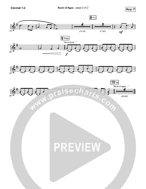 Rock Of Ages Clarinet 1/2 (The Worship Initiative / Dinah Wright / Grace Tanner)