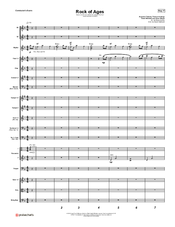 Rock Of Ages Conductor's Score (The Worship Initiative / Dinah Wright / Grace Tanner)