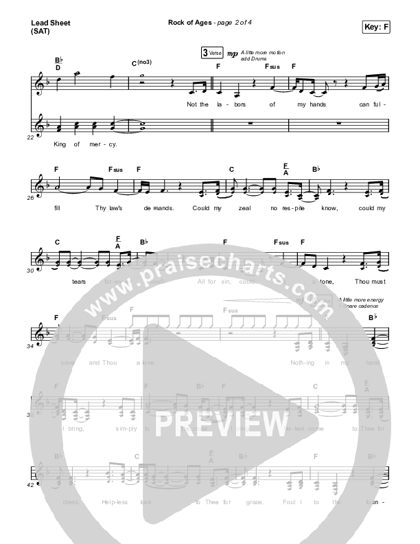 Rock Of Ages Lead Sheet (SAT) (The Worship Initiative / Dinah Wright / Grace Tanner)
