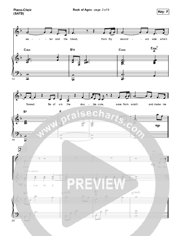 Rock Of Ages Piano/Vocal (SATB) (The Worship Initiative / Dinah Wright / Grace Tanner)