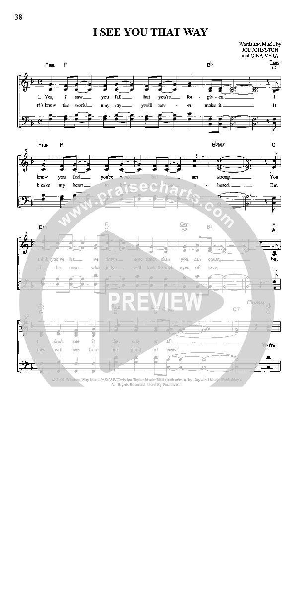 I See You That Way Lead Sheet (Gina Vera)