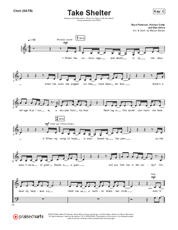 Take Shelter Choir Sheet (SATB) (Keith & Kristyn Getty / Skye Peterson)