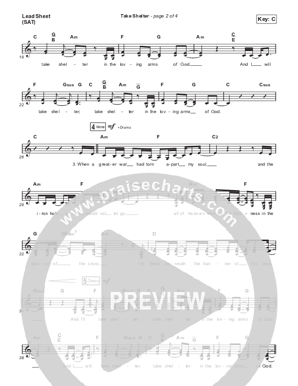 Take Shelter Lead Sheet (SAT) (Keith & Kristyn Getty / Skye Peterson)