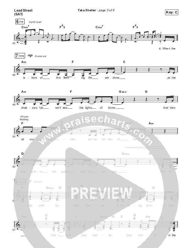 Take Shelter Lead Sheet (SAT) (Keith & Kristyn Getty / Skye Peterson)