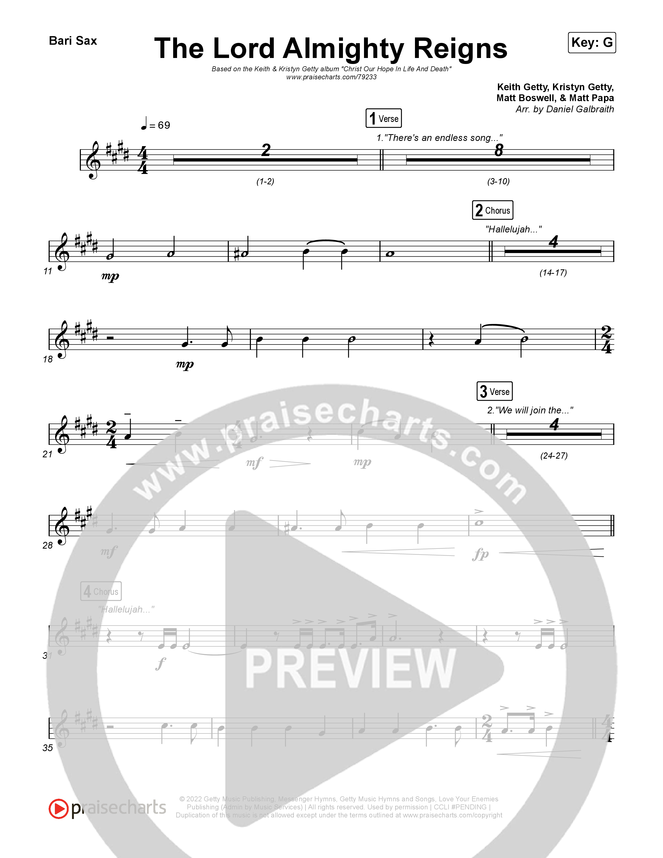 The Lord Almighty Reigns Bari Sax (Keith & Kristyn Getty)