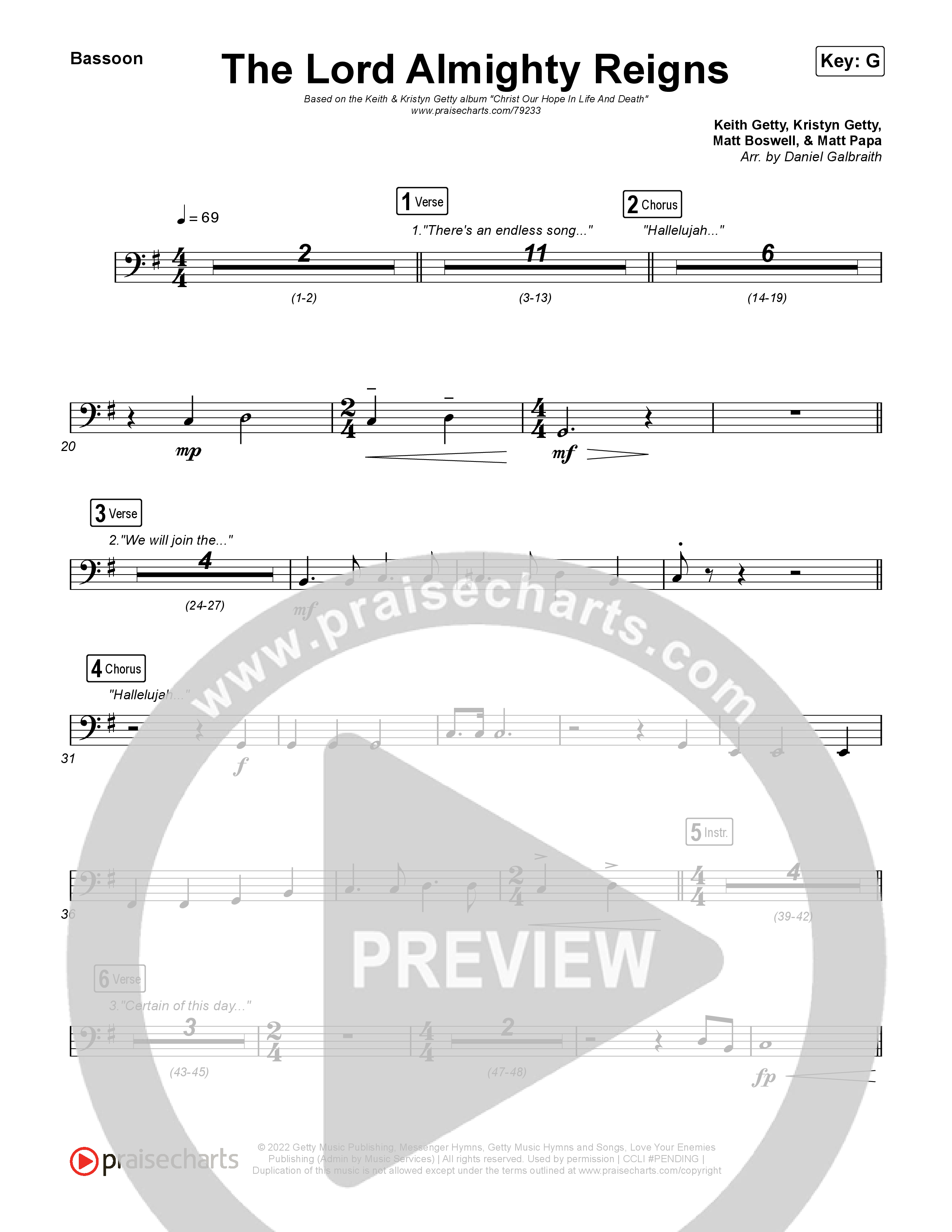 The Lord Almighty Reigns Bassoon (Keith & Kristyn Getty)