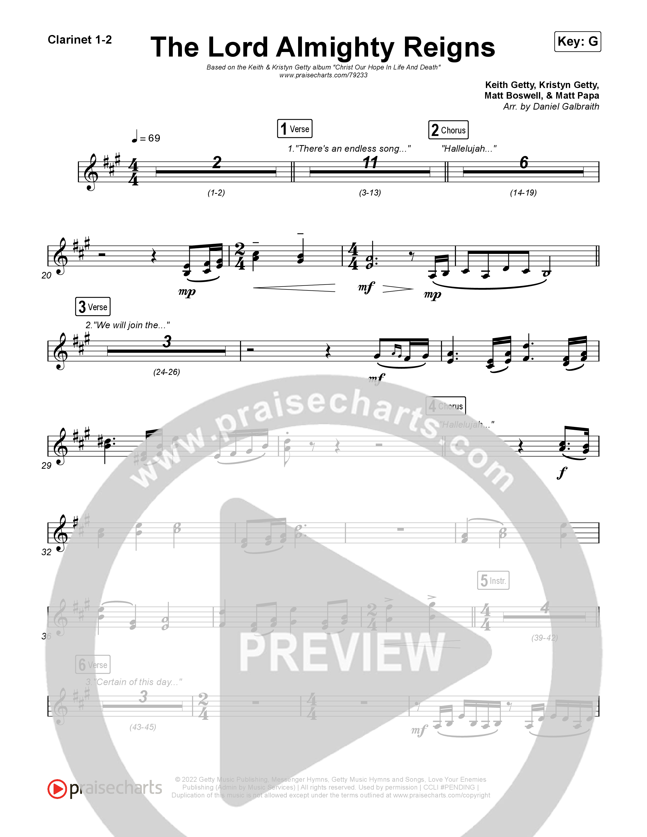 The Lord Almighty Reigns Clarinet 1/2 (Keith & Kristyn Getty)