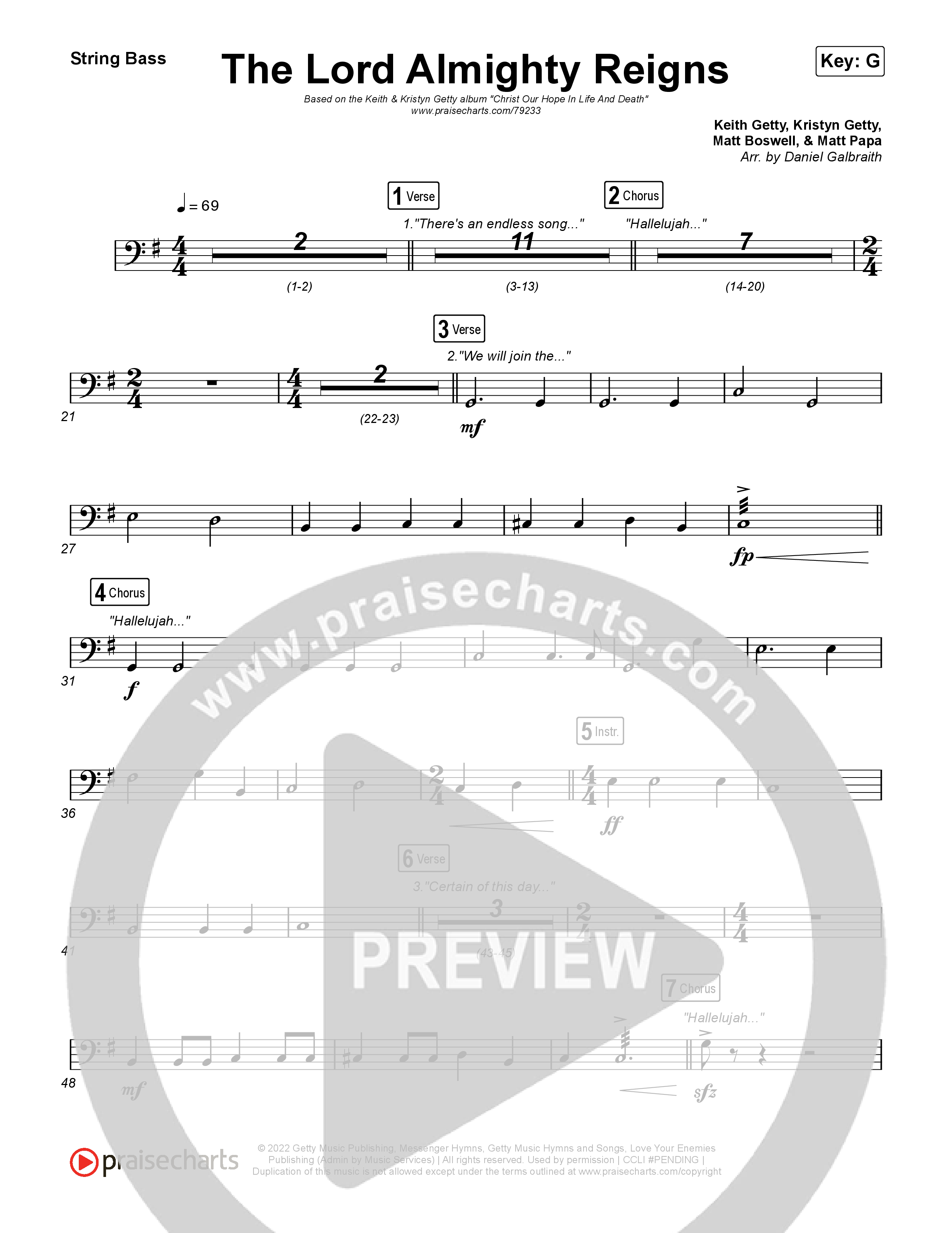 The Lord Almighty Reigns Double Bass (Keith & Kristyn Getty)