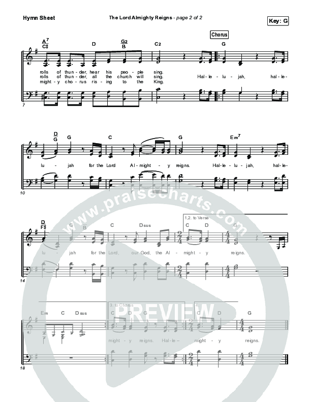 The Lord Almighty Reigns Hymn Sheet (Keith & Kristyn Getty)