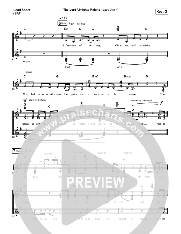 The Lord Almighty Reigns Lead Sheet (SAT) (Keith & Kristyn Getty)