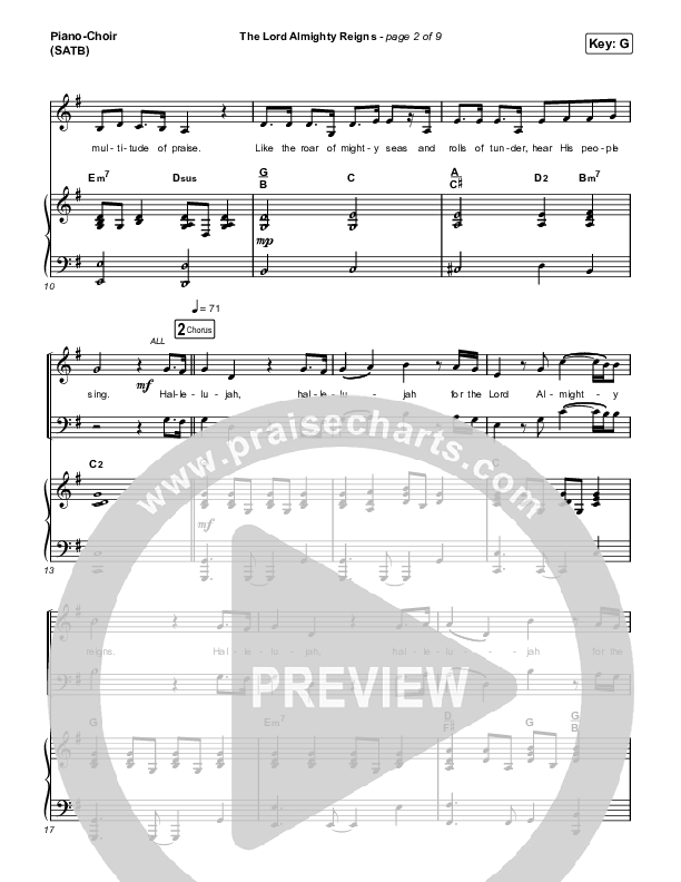 The Lord Almighty Reigns Piano/Vocal (SATB) (Keith & Kristyn Getty)