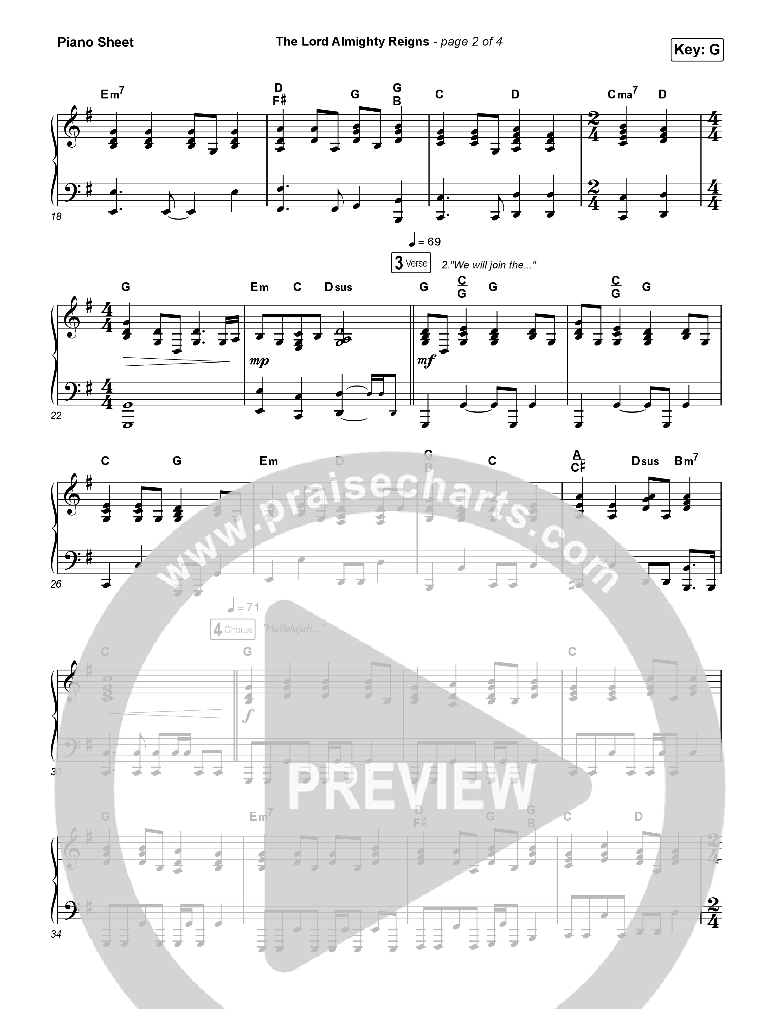 The Lord Almighty Reigns Piano Sheet (Keith & Kristyn Getty)