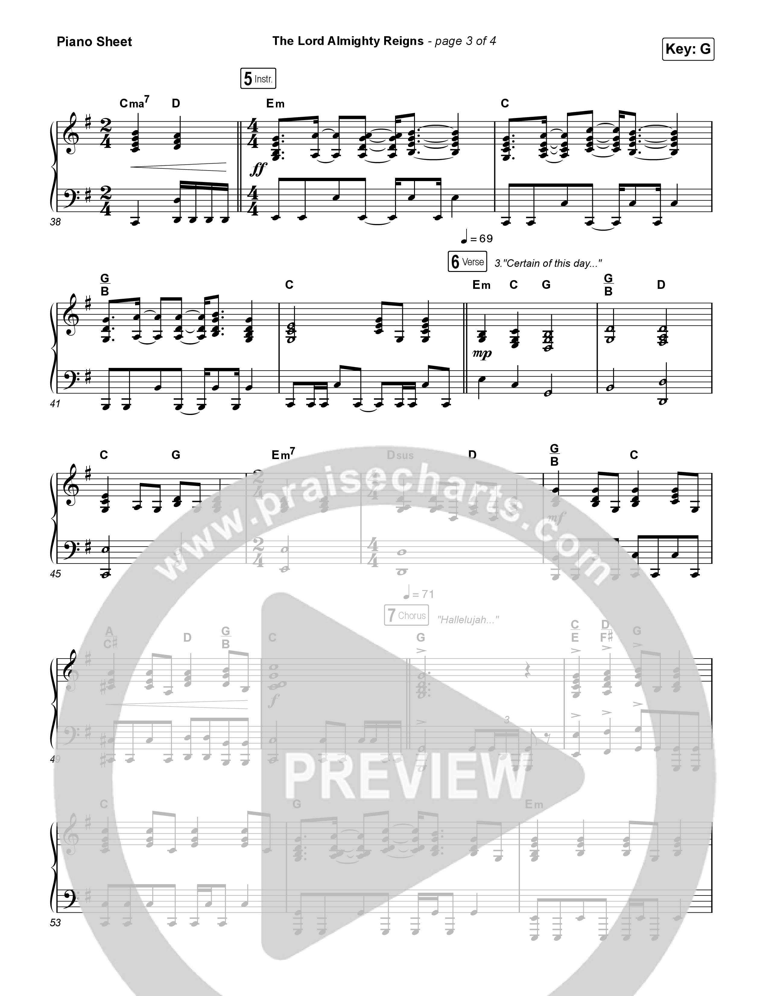 The Lord Almighty Reigns Piano Sheet (Keith & Kristyn Getty)