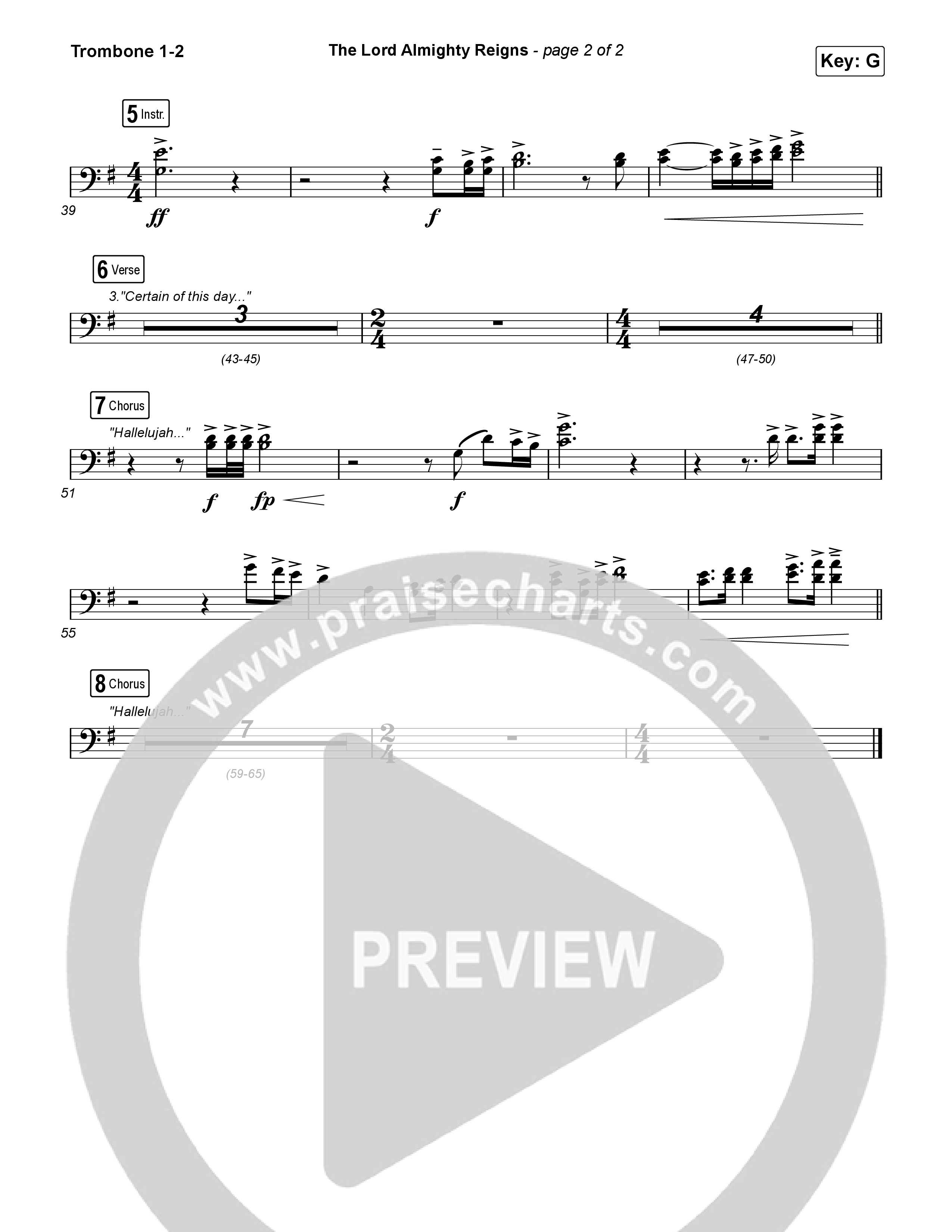 The Lord Almighty Reigns Trombone 1/2 (Keith & Kristyn Getty)