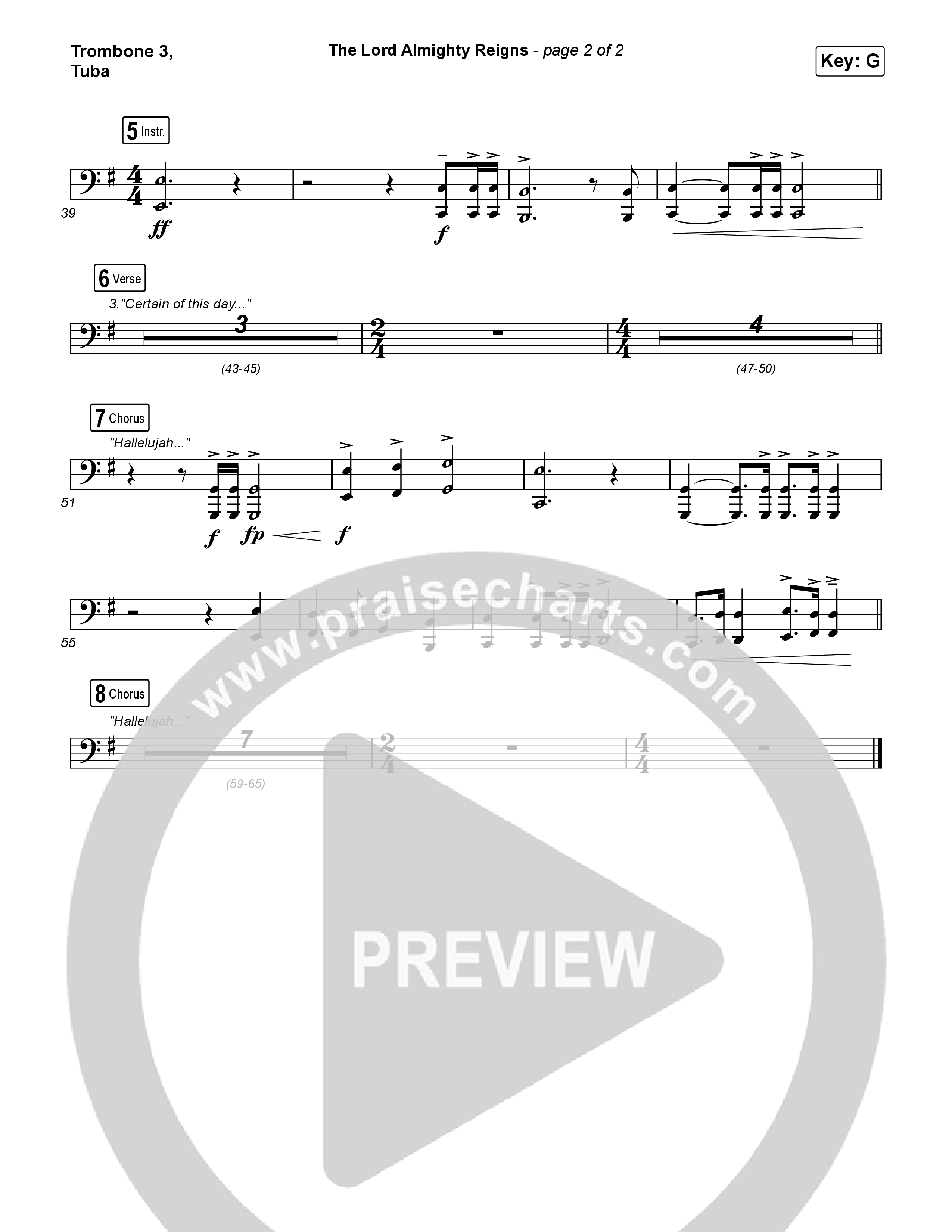 The Lord Almighty Reigns Trombone 3/Tuba (Keith & Kristyn Getty)