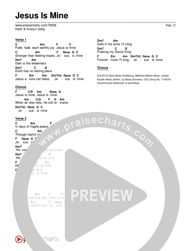 Jesus Is Mine Chords & Lyrics (Keith & Kristyn Getty)