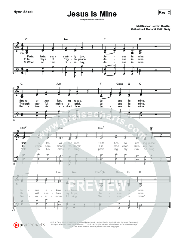 Jesus Is Mine Hymn Sheet (Keith & Kristyn Getty)