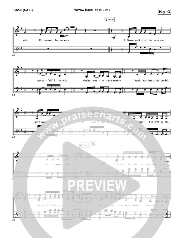 Narrow Road Choir Sheet (SATB) (Josh Baldwin)