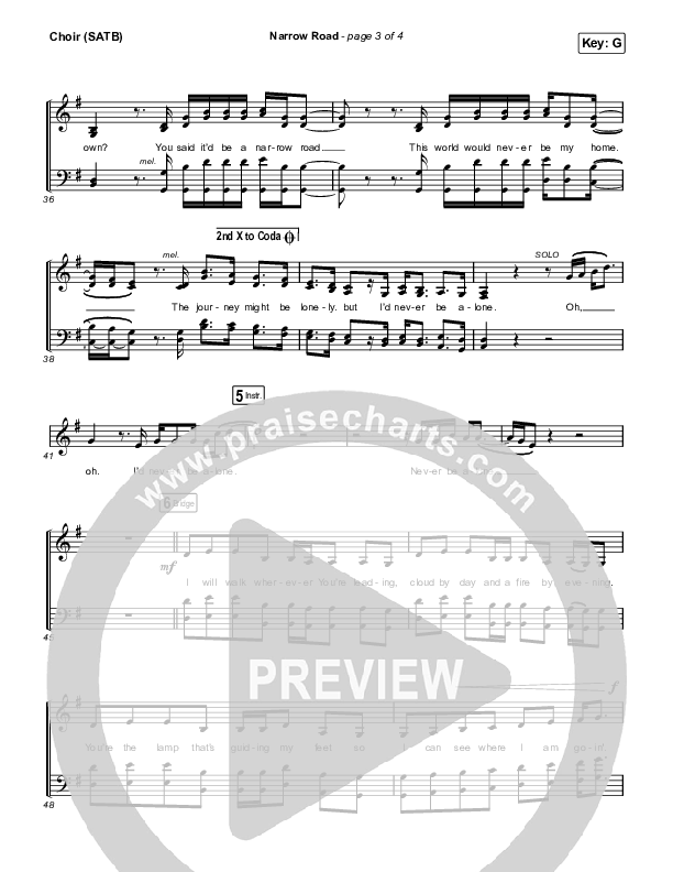 Narrow Road Choir Sheet (SATB) (Josh Baldwin)