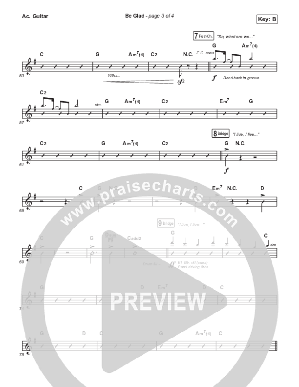 Be Glad (Choral Anthem SATB) Acoustic Guitar (Cody Carnes / Arr. Erik Foster)