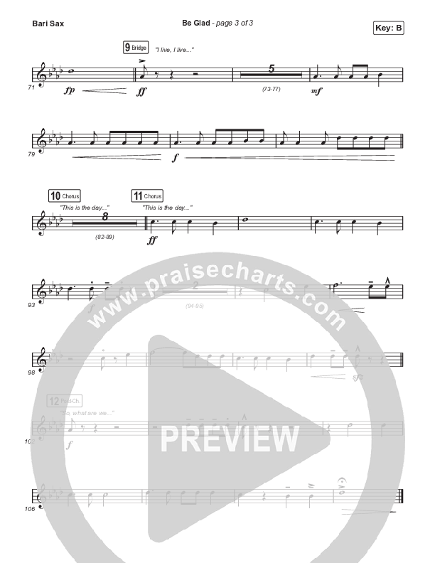 Be Glad (Choral Anthem SATB) Bari Sax (Cody Carnes / Arr. Erik Foster)