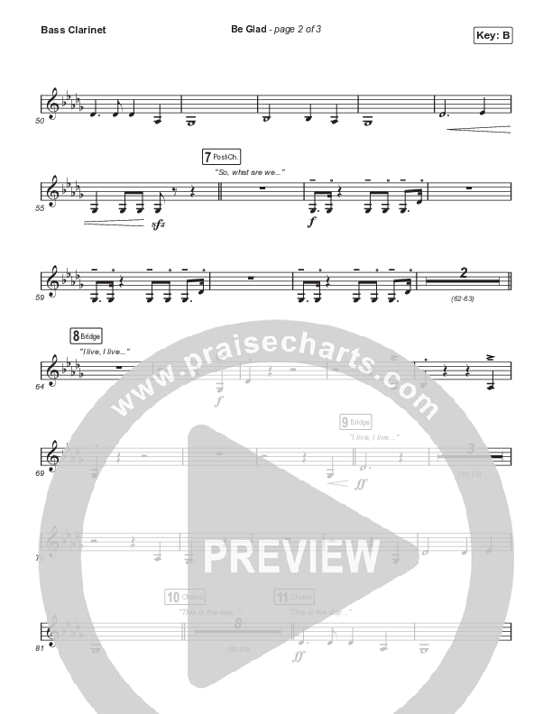 Be Glad (Choral Anthem SATB) Bass Clarinet (Cody Carnes / Arr. Erik Foster)