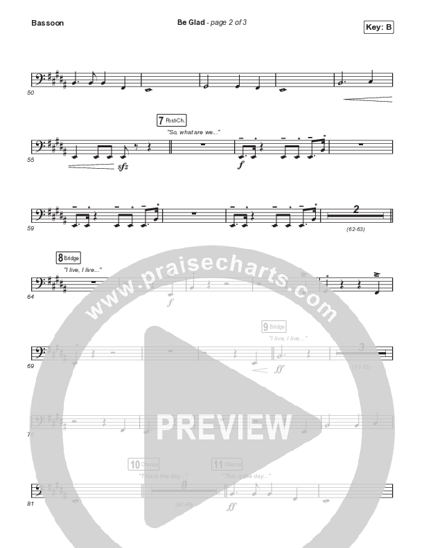 Be Glad (Choral Anthem SATB) Bassoon (Cody Carnes / Arr. Erik Foster)