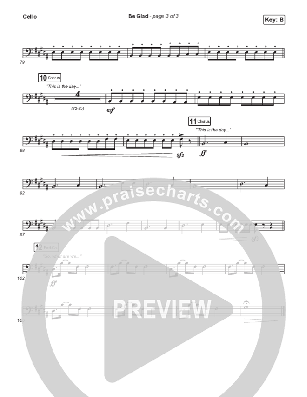Be Glad (Choral Anthem SATB) Cello (Cody Carnes / Arr. Erik Foster)