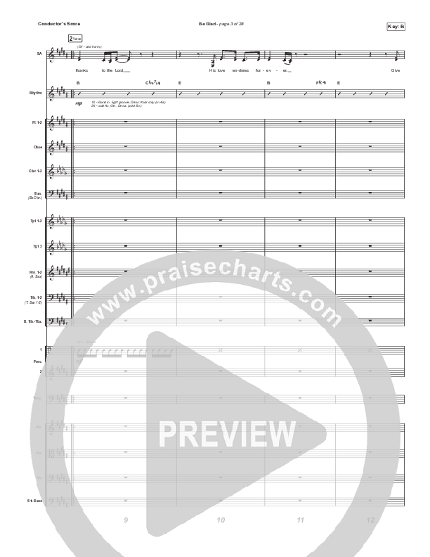 Be Glad (Choral Anthem SATB) Conductor's Score (Cody Carnes / Arr. Erik Foster)